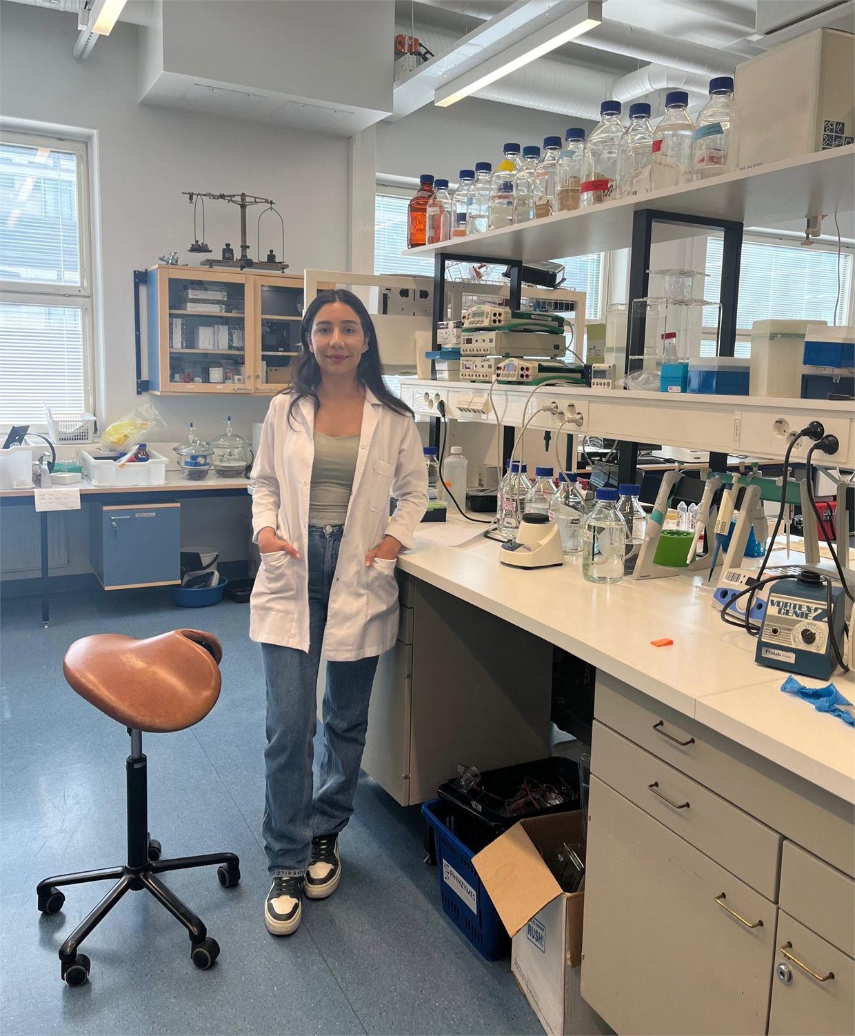 Founder Ceren Yetgin, PharmD, PhD, in the Helixa Laboratories formulation lab